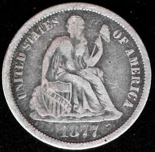 USA 1877 CC Legend Obverse Seated Dime Fine  