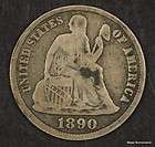1890 S Seated Liberty Dime 10c Very Fine VF Greer 101 R