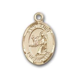   Medal with St. Luke the Apostle Charm and Arched Polished Pin Brooch