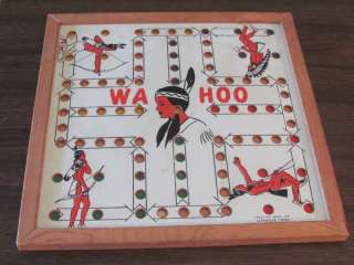 1900s Original WAHOO Indian Creative Idea Wood Marble Checkers board 