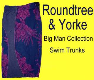55 Mens ROUNDTREE & YORKE Swim Suit SURF Trunks 2X BIG  
