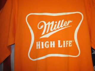 HUNTING Orange classic MILLER HIGH LIFE lite Beer T Shirt MD retro 