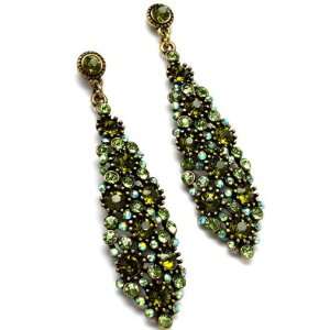  Long Green Crystal Earrings Jewelry