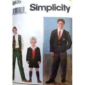 Simplicity Sewing Pattern 8635 Boys Pants or Shorts, Lined Vest 