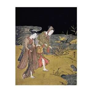 Suzuki Harunobu   A Young Couple Catching Fireflies At Night On The 