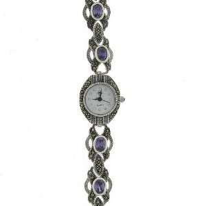    Sterling Silver Marcasite Lavender X Design Watch Jewelry