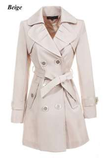 NEW WOMENS TRENCH COAT BELTED SLIM FIT Double Breasted 