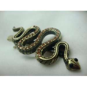 Antique Gold Snake with Crystals Clip Beauty