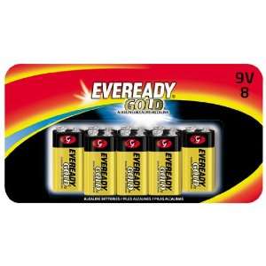  Eveready Gold Alkaline Batteries 9 Volt , In Tray Pack, 8 