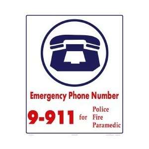  Emergency Phone Number 9 911 Sign 6011Ws1012E Patio, Lawn 