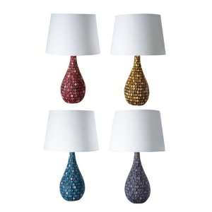  Set of 4 Table Lamps with Faux Shell Design and White 