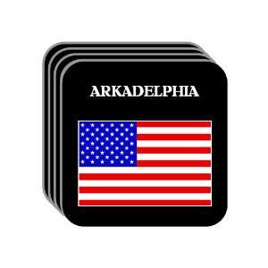 US Flag   Arkadelphia, Arkansas (AR) Set of 4 Mini Mousepad Coasters