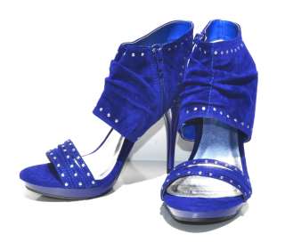   Royal Blue Velvet Sexy Womens High Heel Slingback Sandals (Retail $79
