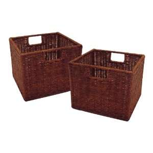  Espresso Small Basket Set   Winsome Wood 92211 Furniture & Decor