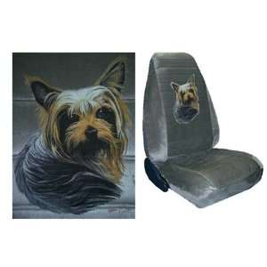 Car Truck SUV Yorkshire Terrier Dog Print Seat Covers 2 Grey Universal 