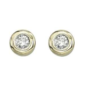 14K Yellow Gold 1/4 ct. Bezel Set Diamond Earring Studs 