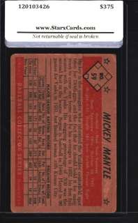 1953 Bowman Baseball #059 Mickey Mantle (Yankees) STX 3 VG  