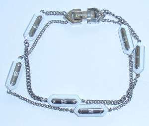 New DIESEL 2 Layer Logo Silver Stainles Steel Bracelet  