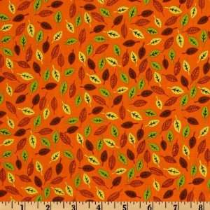  44 Wide Playday Leaves Spring Orange Fabric By The Yard 