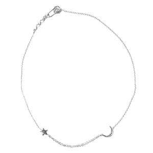 Melinda Maria Small Moon & Star Necklace Silver NWT  
