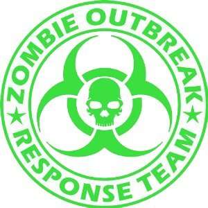 Zombie Outbreak Response Team Skull Design   5 LIME GREEN Vinyl Decal 