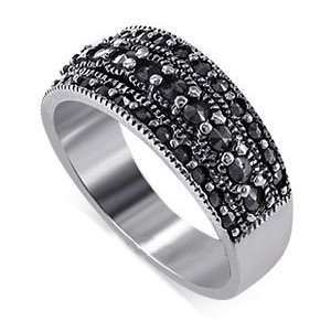  Sterling Silver Ladies 9mm Diamond Cut Marcasite Polished 