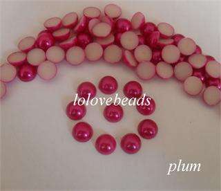 200x 8mm Half Round Pearls Beads Flatback Scrapbooking Embellishment 