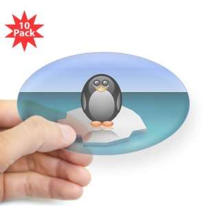  Sticker Clear (Oval) (10 Pack) Cute Baby Penguin 