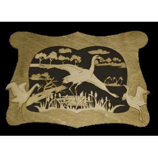  Whooping Crane   3D Wooden Picture   Handcrafted Kitchen 