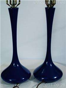Vintage Pair of 1960s Mid Century Laurel Blue Genie Table Lamp Bases 