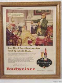 VINTAGE 1940s BUDWEISER MAGAZINE AD MATTED & FRAMED  