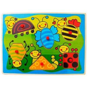  Puzzled Peg Puzzle   Insects Shapes Wooden Toys Baby