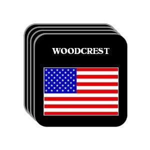 US Flag   Woodcrest, California (CA) Set of 4 Mini Mousepad Coasters