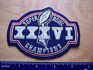 2001 Patriots Super Bowl XXXVI 36 Champions 4 Patch  