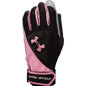 Under Armour Womens Blk/Pink Laser Batting Gloves   Large   Equipment 