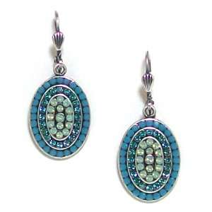 Catherine Popesco Sterling Silver Plated Oval Dangle Earrings with 