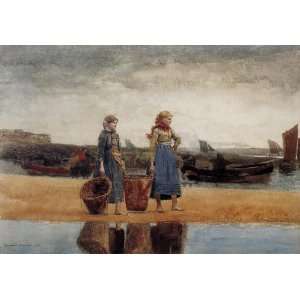  Oil Painting Two Girls at the Beach, Tynemouth Winslow 