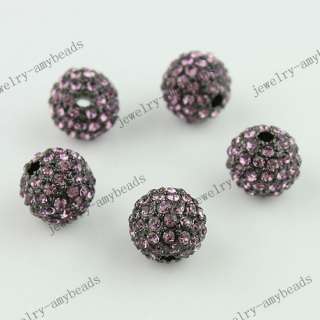 20X LIGHT PURPLE CRYSTAL PAVE DISCO BALL SPACER BEADS FINDINGS 