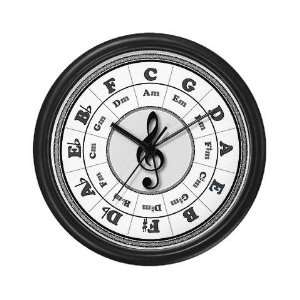  Grayscale Circle of Fifths Music Wall Clock by  