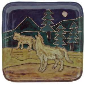   Collectible Square Plate   Animal Wolf Design