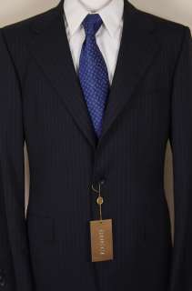 GUCCI SUIT $2195 NAVY/BLUE DUAL STRIPED 3 BTN WOOL SUIT 42R 52e NEW 