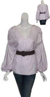 EMANUEL UNGARO Lilac Silk Cord Top Blouse $2260 8 NEW  