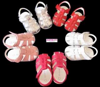 NEW Girls Leather Sandals/Shoes Silver Pink Red Sz1 6  