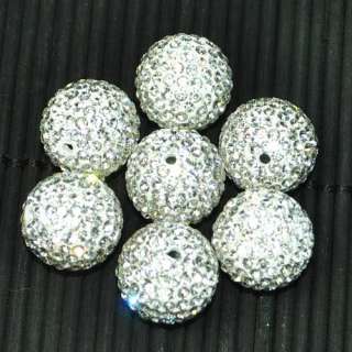 16mm 18mm 20mm 22mm 24mm White Gray Pave Crystal Rhinestone Ball 