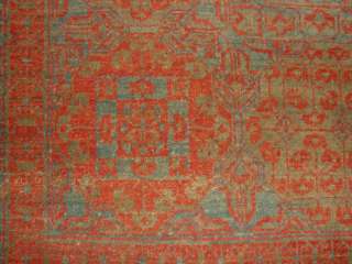 8x10 Red & Turquoise Hand Knotted Wool Agra Oriental Rug  