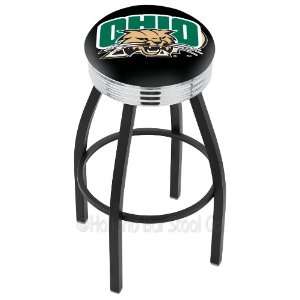 University of Ohio 25 Inch Swivel Bar Stool with Chrome Ribbed Accent 