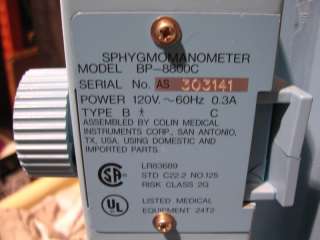 Colin Press Mate Sphygmomanometer Model BP 8800C  