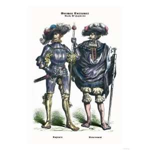  German Costumes Captain and Lieutenant Giclee Poster 