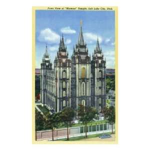 Salt Lake City, Utah, Exterior View of the Front of the Mormon Temple 