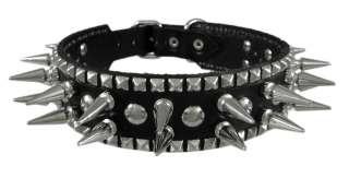 Extra Large 32` Black Leather Spiked Dog Collar 1` Spikes XL  